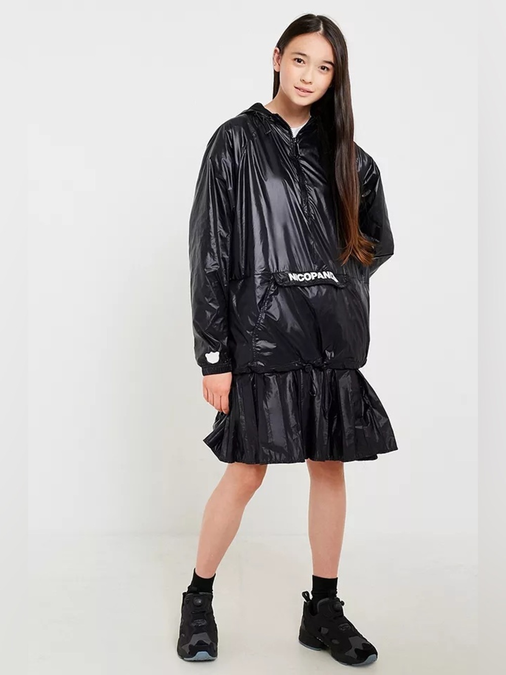 Nicopanda‎ Urban Outfitters Black Hooded Bomber Nylon Jacket Dress Small